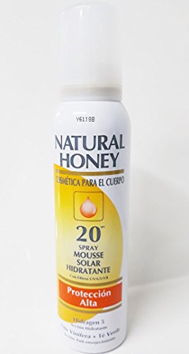 2x Natural Honey Spray Mousse Solar Hidratante SPF 20 Anti envejecimiento 150 ml