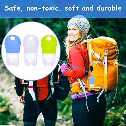 3 Botellas de Viaje, FANDE Juego de Botellas de Viaje de Silicona, Recargables, Aptas para Cosméticos, Champú, Detergente, (38 Ml)