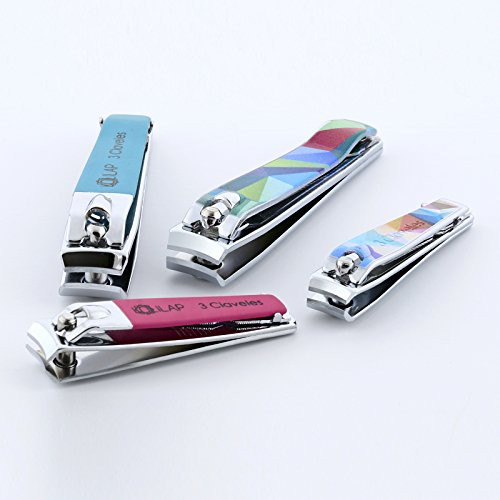 3 Claveles - Lote 3 Cortaúñas Cromados con Lima para Manos y Pies en Acero Inoxidable al Carbono. Acabado Metalico. Medidas 5, 6 y 8 cm