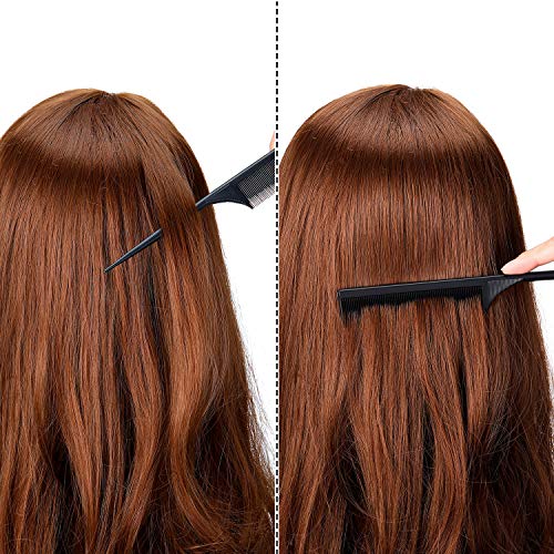 3 Piezas Peine de Fibra de Carbono Peine de Cola Anti Estático Resistente al Calor para Peinado Atrás Raíz de Pelo Agregar Volumen Peinado Nocturno (Negro)