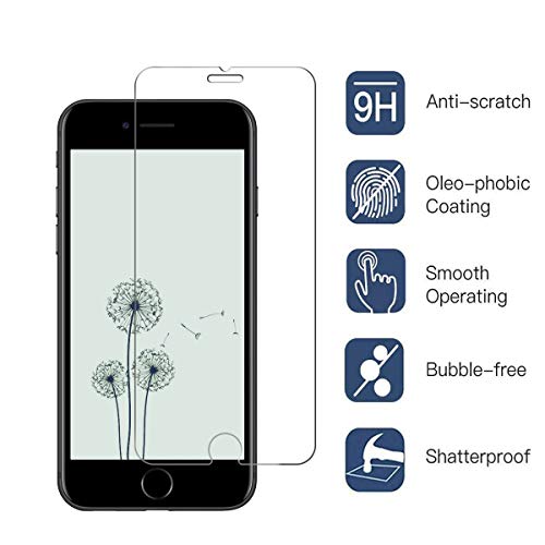 [3 Unidades] Protector de Pantalla para iPhone 7 / iPhone 8/iPhone 6/iPhone 6s,Cristal Templado para iPhone 7/8/6/6s Alta Definicion,9H Dureza,Sin Burbujas - Transparente