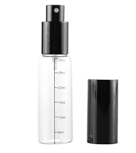 3 UNIDS 30ML 1OZ Vacío Recargable Cristal Claro Graduado Escala Pulverizador Portátil Perfume Muestra de Medición Contenedor Aceite Esencial Aroma Nebulizador Vial Holder para Viajes