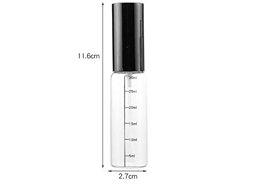 3 UNIDS 30ML 1OZ Vacío Recargable Cristal Claro Graduado Escala Pulverizador Portátil Perfume Muestra de Medición Contenedor Aceite Esencial Aroma Nebulizador Vial Holder para Viajes