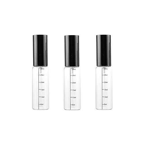 3 UNIDS 30ML 1OZ Vacío Recargable Cristal Claro Graduado Escala Pulverizador Portátil Perfume Muestra de Medición Contenedor Aceite Esencial Aroma Nebulizador Vial Holder para Viajes