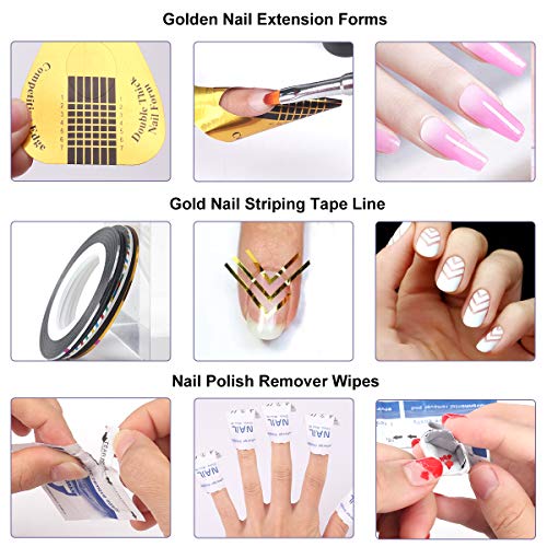 36W Lámpara Kit Uñas de Gel Completo, MYSWEETY Kit de Inicio de Manicura con 6 Extensión 4 Color Gels, Capa Superior, Capa Base y Accesorios para Uñas Semipermanente