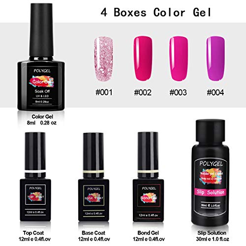 36W Lámpara Kit Uñas de Gel Completo, MYSWEETY Kit de Inicio de Manicura con 6 Extensión 4 Color Gels, Capa Superior, Capa Base y Accesorios para Uñas Semipermanente