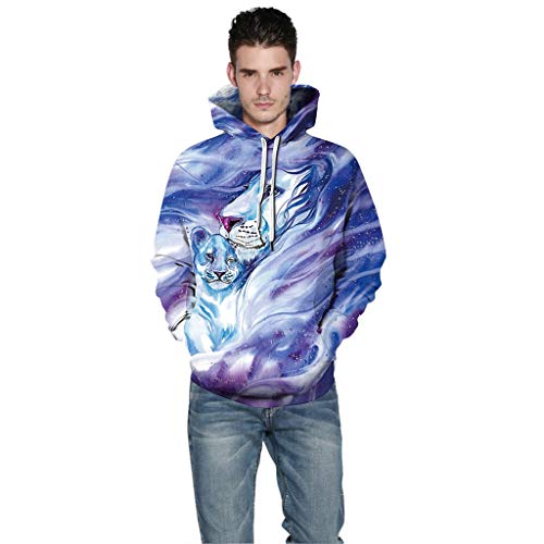 3D Unisex pullover Hoodies Fresco Unisex de Manga Larga Sudadera 3D Digital Print Pintado Del Arte Del Estilo de La Madre y Del León Del Niño La Manera Del Patrón de Personalidad Outwear Grandes Bolsi