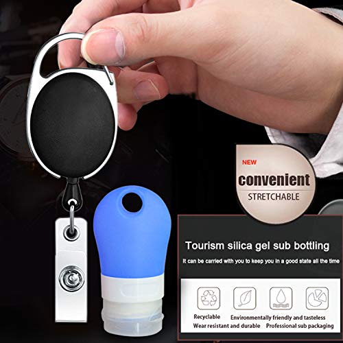 4 botellas de viaje recargables de 38 ml, desinfectante de manos con clip, botella de viaje de silicona para cosméticos y artículos de tocador