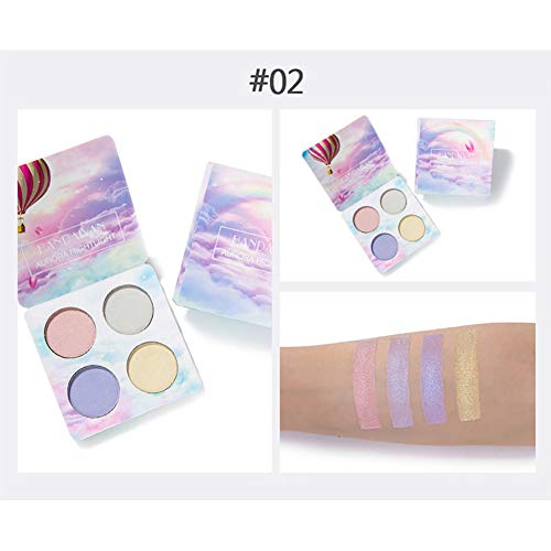4 colores Highlighter Makeup Palette Angmile Matte Smoky Shimmer Glitter Eyeshadow Primer Maquillaje impermeable Paleta Cosméticos sombra de ojos Powder Make Up Waterproof Matte and Shimmers (2)