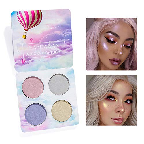 4 colores Highlighter Makeup Palette Angmile Matte Smoky Shimmer Glitter Eyeshadow Primer Maquillaje impermeable Paleta Cosméticos sombra de ojos Powder Make Up Waterproof Matte and Shimmers (2)