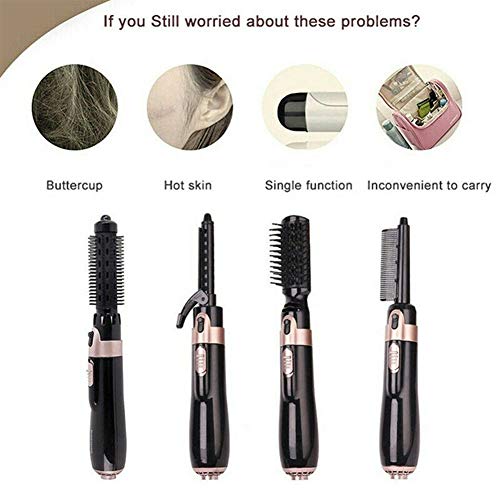 4 en 1 Cepillo Secador,Cepillo eléctrico multifuncional 4 en 1,Cepillo moldeador de aire caliente,Moldeador de Aire Caliente,con 2 niveles de temperatura,para todo tipo de cabello