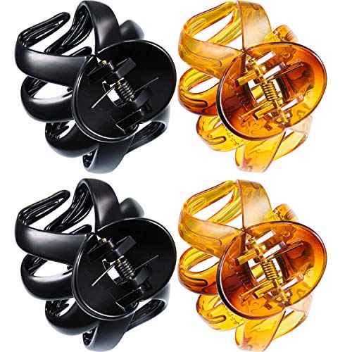 4 Piezas Clip de Pulpo Hebillas de Pelo de Araña Pinza de Pelo de Mandíbula para Pelo Grueso (6,5 cm, Marrón y negro)