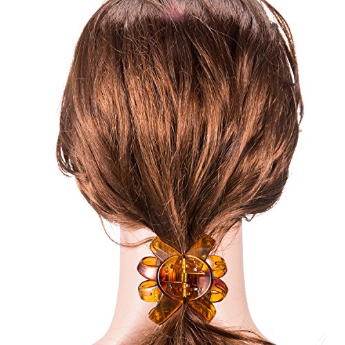 4 Piezas Clip de Pulpo Hebillas de Pelo de Araña Pinza de Pelo de Mandíbula para Pelo Grueso (6,5 cm, Marrón y negro)