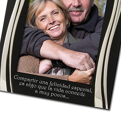 40 Aniversario, Marco de fotos de 40 Aniversario Bodas de Rubi, Chapado en plata. Impresionante diseño negro y plateado, Regalo de Aniversario Bodas de Rubi, Presente