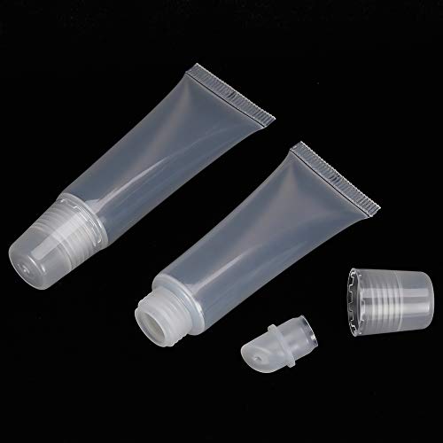 40 Piezas 8ml Rellenable Tubos Vacíos Transparente, Plástico Tubos Suave Contenedor de Cosmético para DIY Tubo Brillo Labial y Viaje Maquillaje