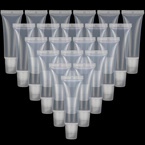 40 Piezas 8ml Rellenable Tubos Vacíos Transparente, Plástico Tubos Suave Contenedor de Cosmético para DIY Tubo Brillo Labial y Viaje Maquillaje