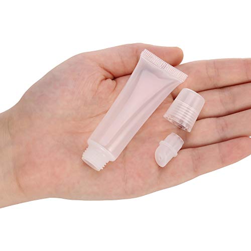 40 Piezas 8ml Rellenable Tubos Vacíos Transparente, Plástico Tubos Suave Contenedor de Cosmético para DIY Tubo Brillo Labial y Viaje Maquillaje