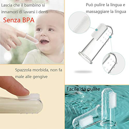 4pcs Chupete Fruta Bebe S/M/L + 2pcs Cepillos de Dedo para Bebés + 2 Cucharas de Alimentador Regalos para Bebés (4pcs Chupetes para Frutas)