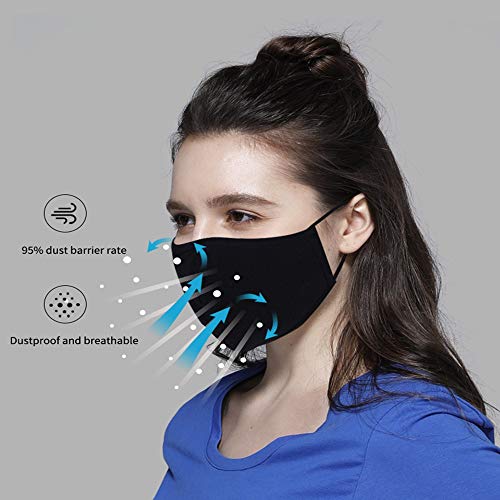 5 protectores de moda, lavables y reutilizables, de algodón, transpirable, para exteriores, para hombre y mujer, 10 unidades, filtro de carbón activado reemplazable