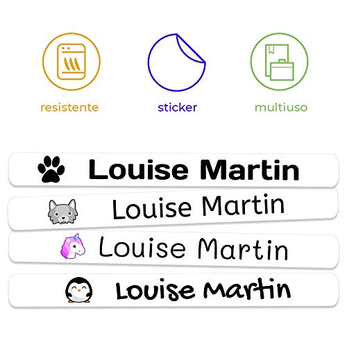 50 Etiquetas Adhesivas Minis Personalizadas para marcar objetos, lápices, bolis, etc. Medida 4,2 x 0,5 cm. Color Blanco