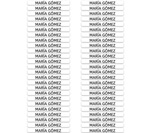 50 Etiquetas Adhesivas Minis Personalizadas para marcar objetos, lápices, bolis, etc. Medida 4,2 x 0,5 cm. Color Blanco