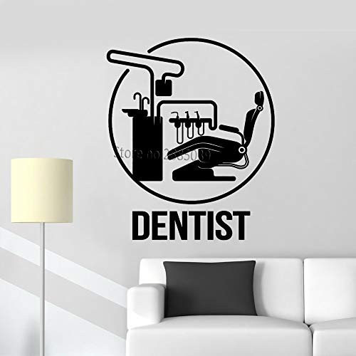 56 * 67 cm Sillón Clínico Cartel Dentista Signo Tatuajes de Pared Estomatología Dental Dientes Pegatinas de Pared Ventana Murales de Vinilo Pegatina Decoración