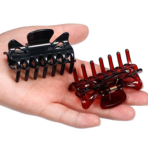 6 Piezas de Clip de Pelo de Plástico Pinza de Pelo de Mujeres Garra de Pelo (Negro y Marrón)