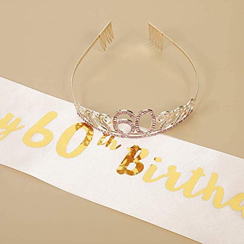60 Crystal Crown Corona de cumpleaños 60 del cumpleaños del partido de la bandera accesorios decorativos 60 mujeres niñas