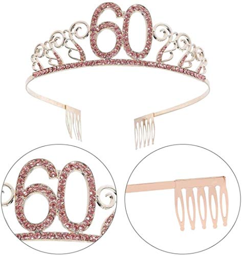 60 Crystal Crown Corona de cumpleaños 60 del cumpleaños del partido de la bandera accesorios decorativos 60 mujeres niñas