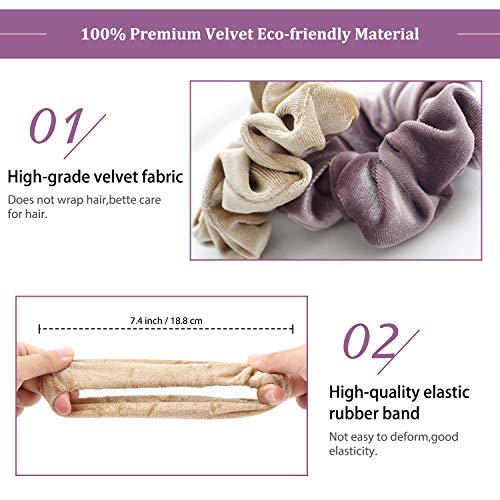 60 Piezas Gomas de Pelo Scrunchies Terciopelo Coleteros de Tela Scrunchies Pastel Velvet Elástico Hair Scrunchies-Accesorios para el cabello para mujeres niñas con bolsa de almacenamiento