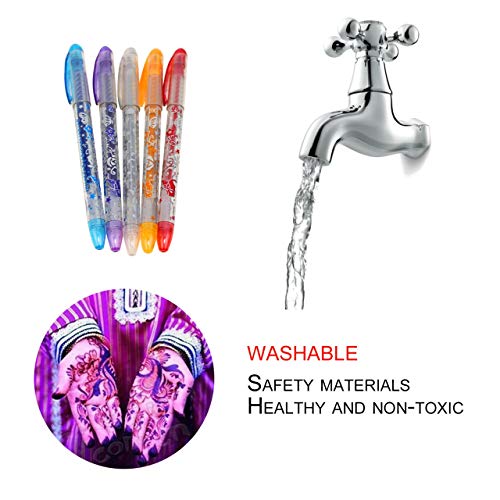 6PCS Niños DIY Tattoo Pens Handdrawing Tattoo Gel Pens Novedad Niños Juguetes Niños Niños Cumpleaños Festival Regalos (multicolor) ESjasnyfall