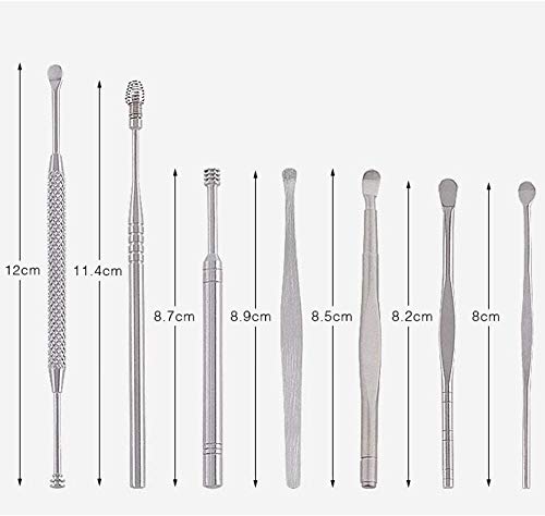 7 Piezas Kit de limpieza para oídos,Limpiador de Oídos,Limpiador de Cera de Oídos con Punta Suave en Espiral para la Higiene de Toda la Familia (Acero Inoxidable)