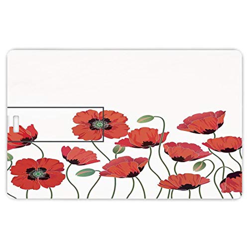 8 GB Unidades flash USB flash Floral Forma de tarjeta de crédito bancaria Clave comercial U Disco de almacenamiento Memory Stick Flores de amapola en el jardín Planta fresca Tema de fragancia de natur