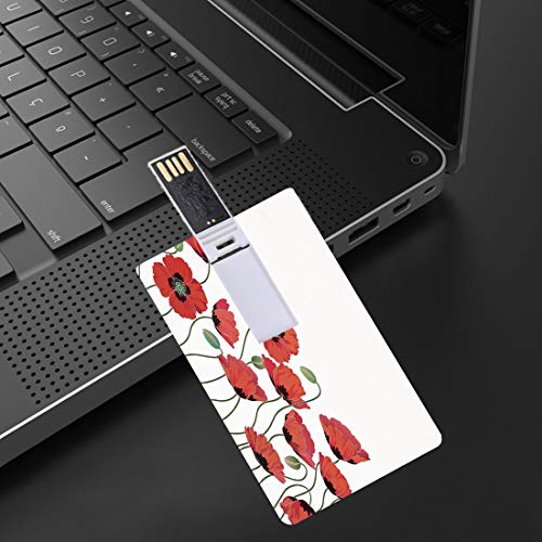 8 GB Unidades flash USB flash Floral Forma de tarjeta de crédito bancaria Clave comercial U Disco de almacenamiento Memory Stick Flores de amapola en el jardín Planta fresca Tema de fragancia de natur