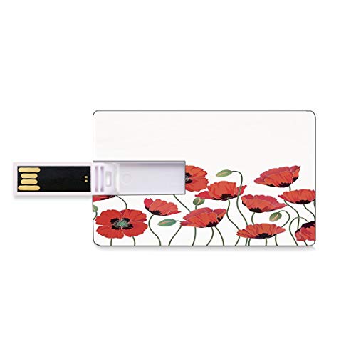 8 GB Unidades flash USB flash Floral Forma de tarjeta de crédito bancaria Clave comercial U Disco de almacenamiento Memory Stick Flores de amapola en el jardín Planta fresca Tema de fragancia de natur