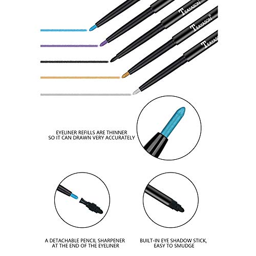 99AMZ 12 Colores Doble cabeza Brillo Cosmético Sombra de Ojos Perfilador Labios Maquillaje Delineador Lápiz Delineadores labiales Sombra Glitter Mujer Conjuntos Pro Eyeliner Impermeable Mate (G#07)