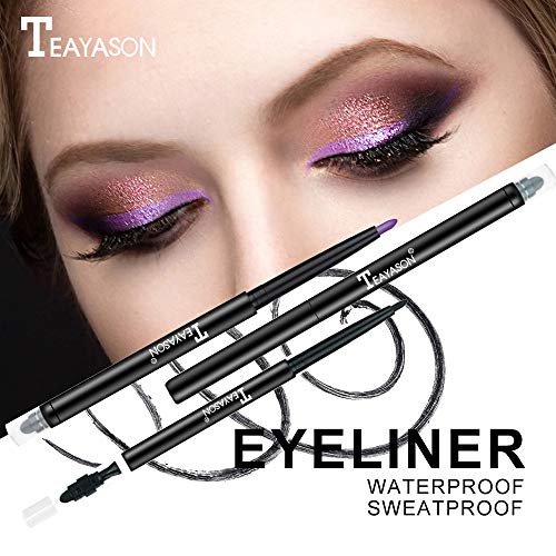 99AMZ 12 Colores Doble cabeza Brillo Cosmético Sombra de Ojos Perfilador Labios Maquillaje Delineador Lápiz Delineadores labiales Sombra Glitter Mujer Conjuntos Pro Eyeliner Impermeable Mate (G#07)