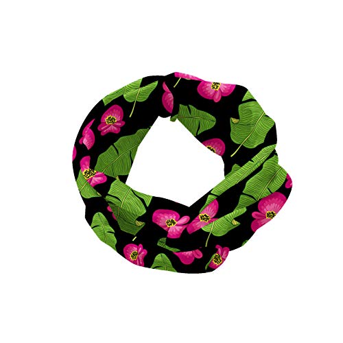 ABAKUHAUS Diadame Luau, Banda Elástica y Suave para Mujer para Deportes y Uso Diario Composición botánica de plátano hojas de palma y flores del jardín del arte, Verde gris