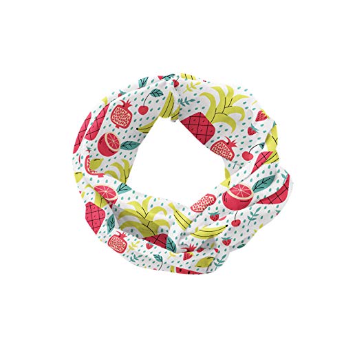 ABAKUHAUS Diadame Tropical, Banda Elástica y Suave para Mujer para Deportes y Uso Diario Composición exótica con sandía y plátano Granada en el fondo de puntos, Multicolor