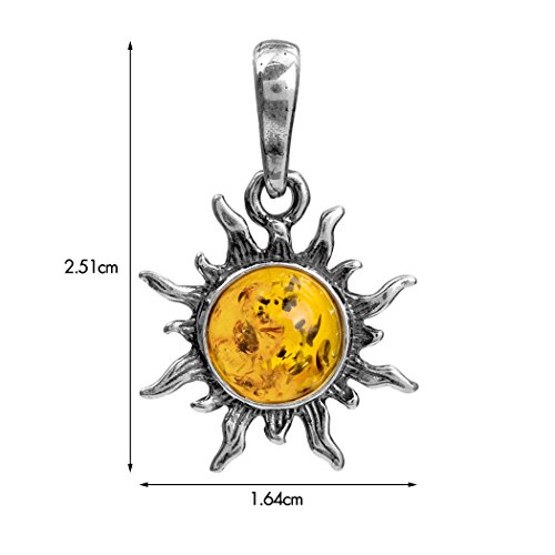 Abalorio de plata de ley y piedra ámbar en forma de sol