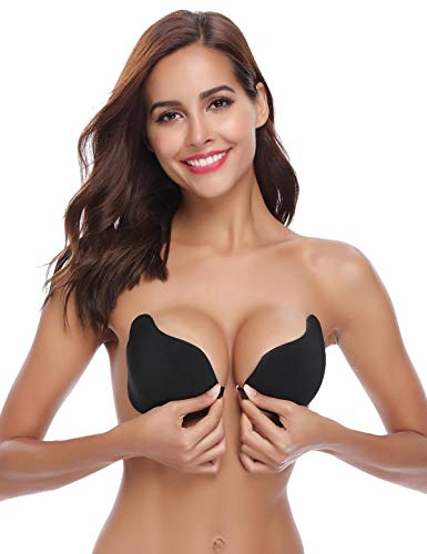 Abollria Sujetador Adhesivo Invisible Mujer,Bra Silicone Reutilizable Push UP Bra con Gel Adhesivo