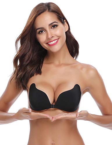 Abollria Sujetador Adhesivo Invisible Mujer,Bra Silicone Reutilizable Push UP Bra con Gel Adhesivo