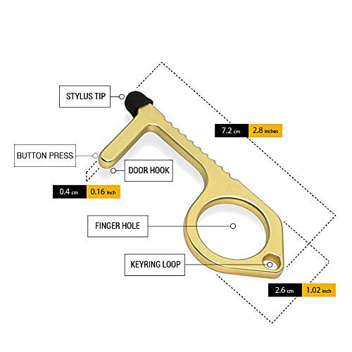 Abridor de Puerta Pack de 3 - Gancho Sin Contacto para Abrir Manijas - Pulsador, Lápiz Táctil y Llavero - Herramienta de Bolsillo para Seguridad e Higiene