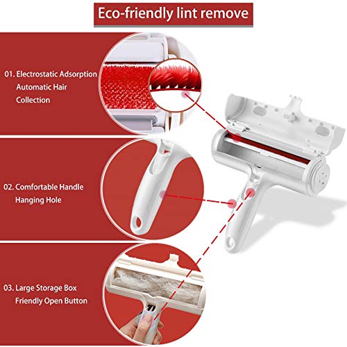 ACE2ACE Quitapelos y Rodillos para Mascotas, Cepillo de Limpieza Removedor de Pelaje para Gatos y Perros, Lavable y Reutilizable Animales Cepillos Depilación, para alfombras, Ropa y sofá (Roja)