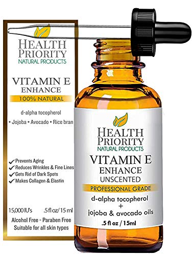 Aceite 100% natural y orgánico de vitamina E para la cara y la piel - 15,000/30,000 IU - Reduce las arrugas y aclara las manchas oscuras, dejando la piel más joven.