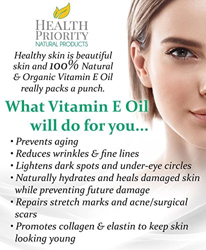 Aceite 100% natural y orgánico de vitamina E para la cara y la piel - 15,000/30,000 IU - Reduce las arrugas y aclara las manchas oscuras, dejando la piel más joven.