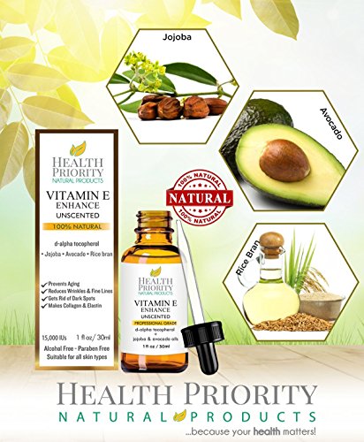 Aceite 100% natural y orgánico de vitamina E para la cara y la piel (2 x 1 Fl Oz, Sin perfume)