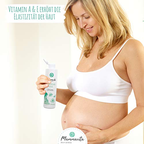 Aceite Contra las Estrías, sin perfume. Aceite de Cuidado para la Barriga del Bebé. Aceite de embarazo con vitamina A y E. Cosméticos naturales. También para la cicatriz de la casia. 250 ml