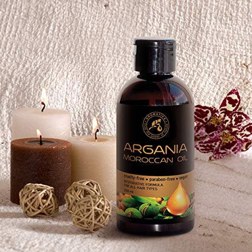 Aceite de Argán 250ml - Argania Spinosa Kernel Oil - Marruecos - 100% Pure & Natural - Mejor Aceite para el Cabello - Grandes Beneficios para la Piel - Cuidado del Cuerpo - Botella de Vidrio