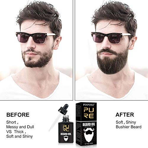 Aceite de Barba, Cuidado de Barba, Beard Oil, Aceite Acondicionador para Hombres, Ideal para El Crecimiento de La Barba, Suavizar, Hidratar, Fortalecer - Ingredientes Naturales Puros